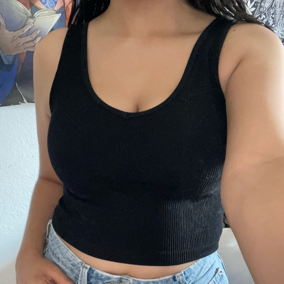 Black Ribbed Tank Top - Picture 3 of 3